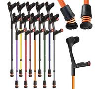 Flexyfoot Shock Absorbing Comfy Grip Adjustable Crutch - Improves Safety, Improves Comfort, Reduces Shocks & Jarring - 0range - Right Handed