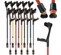 Flexyfoot Shock Absorbing Comfy Grip Adjustable Crutch - Improves Safety, Improves Comfort, Reduces Shocks & Jarring - Red - Left Handed