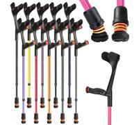Flexyfoot Shock Absorbing Comfy Grip Adjustable Crutch - Pink - Left Handed | Improves Safety, Improves Comfort, Reduces Shocks & Jarring