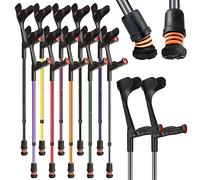 Flexyfoot Shock Absorbing Comfy Grip Adjustable Crutches - Grey - Pair | Improve Safety, Improve Comfort, Reduce Shocks & Jarring