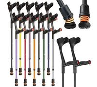 Flexyfoot Shock Absorbing Comfy Grip Adjustable Crutches - Improve Safety, Improve Comfort, Reduce Shocks & Jarring - Black - Pair