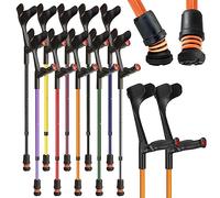 Flexyfoot Shock Absorbing Comfy Grip Adjustable Crutches - Improve Safety, Improve Comfort, Reduce Shocks & Jarring - Orange - Pair