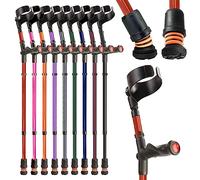 Flexyfoot Shock Absorbing Comfy Grip Double Adjustable Crutch - Improves Safety, Improves Grip, Reduces Shocks & Jarring - Left Handed - Red