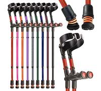 Flexyfoot Shock Absorbing Comfy Grip Double Adjustable Crutches - Improves Safety, Improves Grip, Reduces Shocks & Jarring - Pair - Red