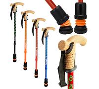 Flexyfoot Shock Absorbing Cork Handle Walking Stick - Improved Comfort, Improved Grip, Improved Safety - Colour: Red