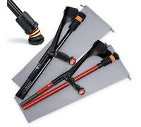 Flexyfoot Shock Absorbing Lightweight Carbon Fibre Folding Comfort Grip Travel Crutch - Improve Safety, Improve Grip, Reduce Shocks & Jarring - Red - Left Hand