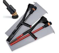 Flexyfoot Shock Absorbing Lightweight Carbon Fibre Folding Soft Grip Height Adjustable Travel Crutch - Improve Safety, Improve Grip, Reduce Shocks & Jarring - Red - Single