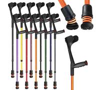 Flexyfoot Shock Absorbing Soft Grip Adjustable Crutch - Single - Orange | Improve Safety, Improve Comfort, Improve Grip, Reduce Shocks & Jarring