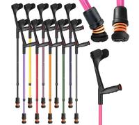 Flexyfoot Shock Absorbing Soft Grip Adjustable Crutch - Single - Pink | Improve Safety, Improve Comfort, Improve Grip, Reduce Shocks & Jarring
