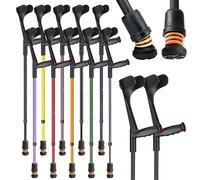 Flexyfoot Shock Absorbing Soft Grip Adjustable Crutches - Pair - Black | Improve Safety, Improve Comfort, Improve Grip, Reduce Shocks & Jarring
