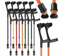 Flexyfoot Shock Absorbing Soft Grip Adjustable Crutches - Pair - Orange | Improve Safety, Comfort, Grip, Reduce Shocks & Jarring