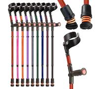 Flexyfoot Shock Absorbing Soft Grip Double Adjustable Crutch - Improves Safety, Improves Grip, Reduces Shocks & Jarring - Single - Red