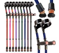 Flexyfoot Shock Absorbing Soft Grip Double Adjustable Crutches - Improve Safety, Improve Grip, Reduce Shocks & Jarring - Pair - Blue