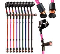 Flexyfoot Shock Absorbing Soft Grip Double Adjustable Crutches - Improve Safety, Improve Grip, Reduce Shocks & Jarring - Single - Pink