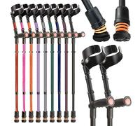 Flexyfoot Shock Absorbing Soft Grip Double Adjustable Crutches - Improve Safety, Improve Grip, Reduce Shocks & Jarring - Pair - Black