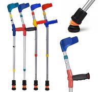 Flexyfoot Shock Absorbing Soft Grip Double Adjustable Junior Crutch - Single - Black Handle | Crutches for Children Kids Forearm Lightweight Adjustable Elbow Open Cuff Small Walking Mobility Aid