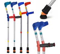 Flexyfoot Shock Absorbing Soft Grip Double Adjustable Junior Crutches - Pair - Black Handles | Crutches for Children Kids Forearm Lightweight Adjustable Elbow Open Cuff Small Walking Mobility Aid