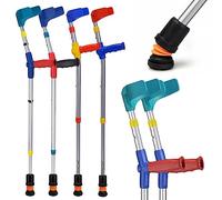 Flexyfoot Shock Absorbing Soft Grip Double Adjustable Junior Crutches - Pair - Red Handles | Crutches for Children Kids Forearm Lightweight Adjustable Elbow Open Cuff Small Walking Mobility Aid