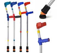 Flexyfoot Shock Absorbing Soft Grip Double Adjustable Kids Crutch - Single - Blue Handle | Crutches for Children Kids Forearm Lightweight Adjustable Elbow Open Cuff Small Walking Mobility Aid