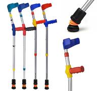 Flexyfoot Shock Absorbing Soft Grip Double Adjustable Kids Crutch - Single - Red Handle | Crutches for Children Kids Forearm Lightweight Adjustable Elbow Open Cuff Small Walking Mobility Aid