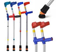 Flexyfoot Shock Absorbing Soft Grip Double Adjustable Kids Crutches - Pair - Blue Handles | Crutches for Children Kids Forearm Lightweight Adjustable Elbow Open Cuff Small Walking Mobility Aid
