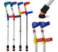 Flexyfoot Shock Absorbing Soft Grip Double Adjustable Kids Crutches - Pair - Red Handles | Crutches for Children Kids Forearm Lightweight Adjustable Elbow Open Cuff Small Walking Mobility Aid