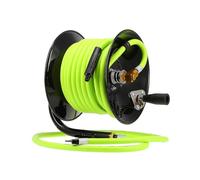 Flexzilla Manual Open Face Air Hose Reel, 3/8 in. x 50 ft, Heavy Duty, Lightweight, Hybrid, ZillaGreen - L8650FZ