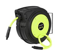 Flexzilla Retractable Enclosed Plastic Air Hose Reel, 3/8 in. x 50 ft., Heavy Duty, Lightweight, Hybrid, ZillaGreen - L8250FZ