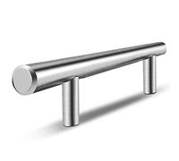 Flexzion 1 Pack Kitchen Cabinet Handles Silver Drawer Pulls 16 inch, 10 inch Hole Center, Stainless Steel T Bar with Satin Brushed Nickel, Hardware for Kitchen Cupboard Door Bathroom Furniture
