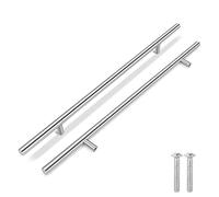Flexzion 10 Pack Kitchen Cabinet Handles Silver Drawer Pulls 24 inch, 15 inch Hole Center, Stainless Steel T Bar with Satin Brushed Nickel, Hardware for Kitchen Cupboard Door Bathroom Furniture