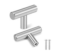 Flexzion 10 Pack Kitchen Cabinet Knobs T Bar Handles Drawer Pulls 2 inch Single Hole, Stainless Steel with Satin Brushed Nickel, Hardware for Kitchen Cupboard Door Bathroom Furniture