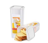Flexzion 2 Pack Airtight Bread Box with Lid - Clear Storage Container for Homemade Loaves, BPA-Free Space-Saving & Durable Plastic Dispenser, White