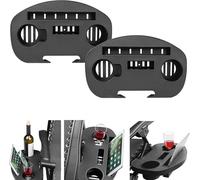 Flexzion 2x Universal Oval Zero Gravity Chair Cup Holder - Clip On Outdoor Lounge Recliner Beverage Drink Utility Tray with Mobile Device Slot, Snack Tray, and Cell Phone Mount for Pool Beach (Medium)