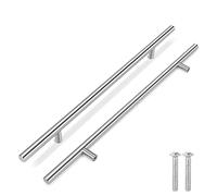 Flexzion 5 Pack Kitchen Cabinet Handles Silver Drawer Pulls 18 inch, 11.3 inch Hole Center, Stainless Steel T Bar with Satin Brushed Nickel, Hardware for Kitchen Cupboard Door Bathroom Furniture