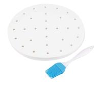 Flexzion 7.5 Inch Perforated Parchment Paper for Air Fryer Liners Round Unbleached 200 Sheets 3.5 3.7 QT AirFryer, Bamboo Steamer Basket, Baking Paper, Microwave, Oven Non-Stick Cooking