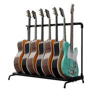 Flexzion 7 Guitar Stand Rack - Metal Construction Multi Guitar Rack & Guitar Organizer, Foldable 7 Guitar Holder Stand with Padded Foam Tubing for Electric, Acoustic, Classical Guitars & Basses