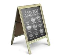 Flexzion A-Frame Sidewalk Sign Outdoor Chalkboard Easel Rustic Vintage Framed Chalkboard Folding Sign, Two-Sided Standing Menu Board for Food Truck, Sandwich Board Sign, Bar Specials, Wedding and More