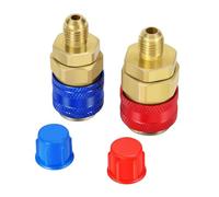 Flexzion AC R134a Quick Connectors System Port Adapters Couplers Low High Set of 2 Conversion Kit for HVAC Auto Car Air conditioning with Manifold Hose Gauge