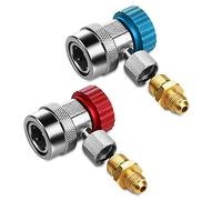 Flexzion AC R134a Quick Coupler Connector Set Manifold Gauge Low High Side Adapter Deluxe Adjustable 1/4" SAE HVAC Replacement Tool for Auto Air Conditioning