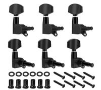 Flexzion Acoustic Guitar Tuning Pegs - 3x3 Chrome Finish Acoustic and Electric Guitar Tuner Pegs - 6 Pieces Locking Keys String Tuner Machine Heads Knobs Replacement, Black