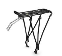 Flexzion Adjustable Bicycle Carrier Rack, 110lb Capacity, Black - Back Bike Cargo Rack, Aluminum Rear Seat Post Bike Rack Caddy for 26-28 Inch Wheels with Hardware Included