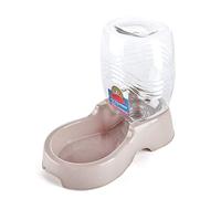 Flexzion Automatic Gravity Pet Waterer for Cat & Dog - Non-Skid & Easy-Clean Auto Replenish Water Dispenser Drinking Bowl (1/4 Gallon/ 900ml), Beige