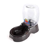 Flexzion Automatic Gravity Pet Waterer for Cat & Dog - Non-Skid & Easy-Clean Auto Replenish Water Dispenser Drinking Bowl (1/4 Gallon/ 900ml), Black