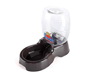 Flexzion Automatic Gravity Pet Waterer for Cat & Dog - Non-Skid & Easy-Clean Auto Replenish Water Dispenser Drinking Bowl (1/4 Gallon/ 900ml), Black