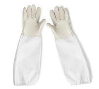 Flexzion Beekeeping Gloves - Premium Goatskin Leather Protective Gear with Breathable Vent & Extended Canvas Arm Guard Beekeeper Gloves for Men Women 1 Pair Sting Proof for Hive Handling