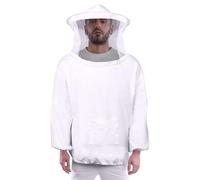 Flexzion Beekeeping Jacket - White Bee Keeper Suit for Men & Women with Protective Veil - Sting Proof Pull Over Bee Protection Suit for Beginner & Professional Bee Keepers, Extra Large
