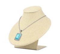 Flexzion Beige Linen Necklace Bust Display Stand - 7 Inch 3D Mannequin Jewelry Display Holder for Home, Boutique & Trade Shows - Necklace Stand