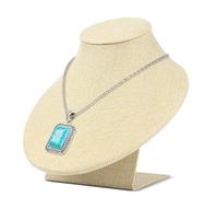 Flexzion Beige Linen Necklace Bust Display Stand - 7 Inch 3D Mannequin Jewelry Display Holder for Home, Boutique & Trade Shows - Necklace Stand