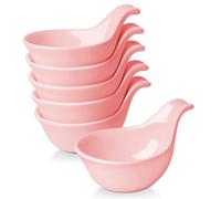 Flexzion Ceramic Dipping Bowls, Small Bowls for Dipping with Handle, Condiment Cups Soy Sauce Dish, Porcelain Ramekins, Sauce Holders, Containers for Small Side Dishes Dips - 3 oz, Set of 6, Pink