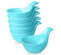 Flexzion Ceramic Dipping Bowls, Small Bowls for Dipping with Handle, Condiment Cups Soy Sauce Dish, Porcelain Ramekins, Sauce Holders, Containers for Small Side Dishes Dips - 3 oz, Set of 6, Blue